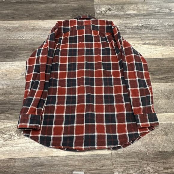 Duluth Trading Red Black Mens XLT Tall Flannel Cotton Plain Tartan Shacket Shirt - Picture 8 of 9